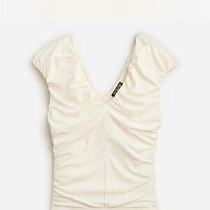 J Crew Ruched V Neck Cream Top